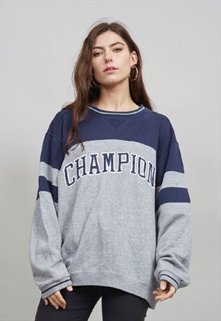 VINTAGE 90'S OVERSIZED CHAMPION GREY/ NAVY SWEATSHIRT