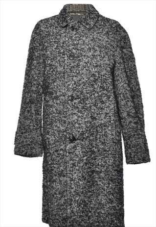 VINTAGE BEYOND RETRO BLACK & DARK GREY TEXTURED COAT - L