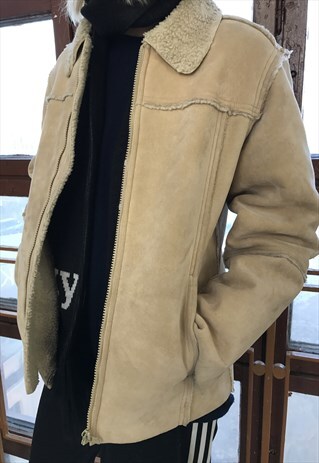 VINTAGE 90' BEAUTIFUL COOL SUEDE JACKET WITH FURRY LINING