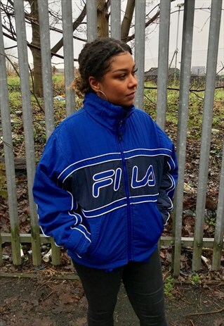 VINTAGE FILA ZIP THROUGH SPELL OUT LOGO COAT JACKET