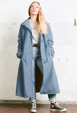 VINTAGE 80S DUSTY BLUE PARKA COAT