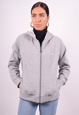 NIKE WOMENS VINTAGE HOODIE JACKET LARGE GREY 90'S