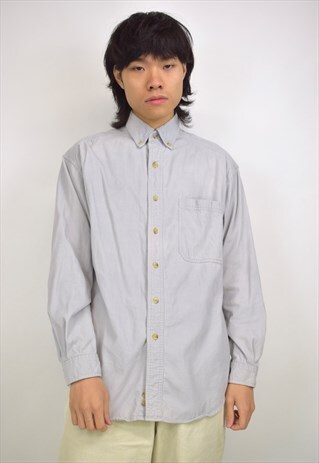 VINTAGE 90S PALE GREY CORDUROY SHIRT