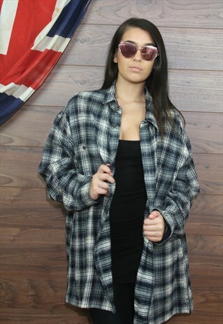 VINTAGE OVERSIZED FESTIVAL FLANNEL CHECK SHIRT XXL(71)