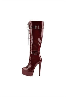 Platform Lace-Up High Heel Stiletto Over The Knee Boots