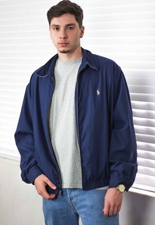 VINTAGE POLO RALPH LAUREN JACKET HARRINGTON LOGO 90S XL 22.3