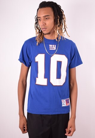 MAJESTIC MENS VINTAGE NY GIANTS T-SHIRT TOP MEDIUM BLUE 90S