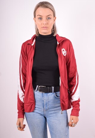 NIKE WOMENS VINTAGE TRACKSUIT TOP JACKET MEDIUM MAROON 90'S