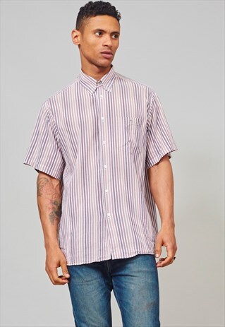 VINTAGE 80'S PINK AND PURPLE STRIPED LACOSTE SHIRT