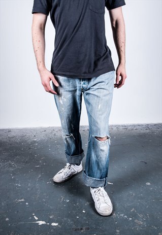 VINTAGE BLUE LEVI'S 501 PAINT JEANS