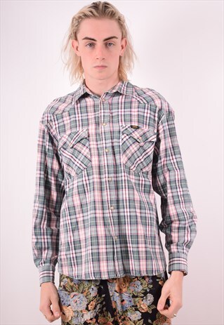 LEE MENS VINTAGE SHIRT LARGE MULTI CHECK 90S