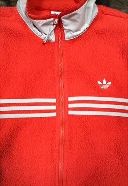 Adidas Original Orange Sherpa Shearling Fleece Zip Up Jacket