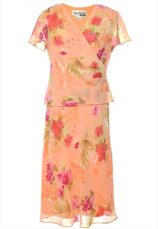 Vintage Floral Print Dress - L