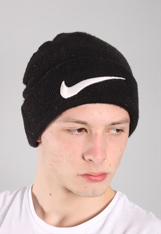 VINTAGE NIKE GIANT TICK BEANIE HAT CAP