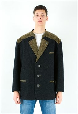 Trachten UK 48 US Blazer Wool Jacket Coat Embroidered Janker