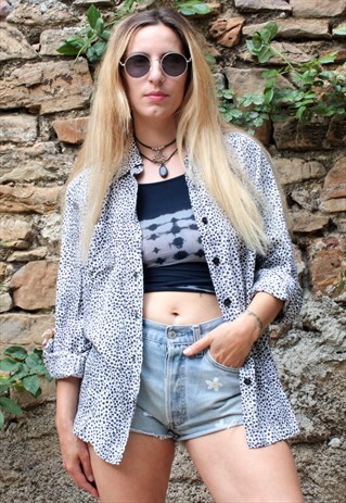 VINTAGE 80'S DALMATIAN PRINT LOOSE SHIRT