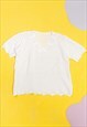 VINTAGE TOP 90S CROCHETED OVERSIZED FAIRYCORE TEE WHITE LACE