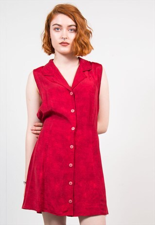 VINTAGE 90'S DEEP RED SLEEVELESS MINI DRESS
