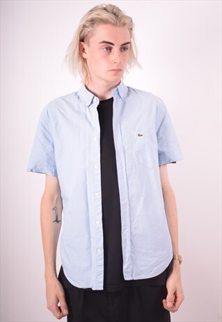 LACOSTE MENS VINTAGE SHIRT MEDIUM BLUE 90S