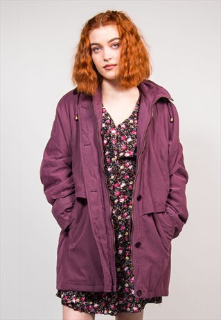 90'S VINTAGE PURPLE PADDED PARKA STYLE CASUAL COAT