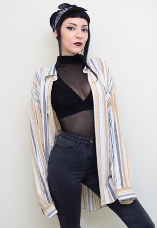 VINTAGE 90'S INDIE STRIPED OVERSIZED SHIRT