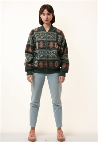90S VINTAGE ASHES KNITWEAR LINED BOMBER JACKET 16082
