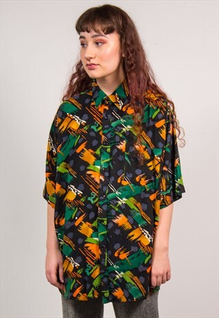VINTAGE 90'S MULTICOLOUR ABSTRACT PATTERN SHIRT