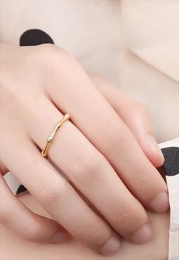 Geometric Bamboo Ring, Gold on Silver, Adjustable