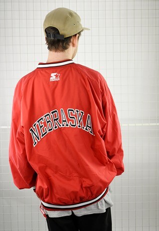 VINTAGE 90S STARTER NEBRASKA HUSKERS LINED WINDBREAKER SWEAT