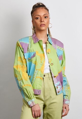 VINTAGE 90'S VERSACE INSPIRED MULTI COLOURED DENIM JACKET