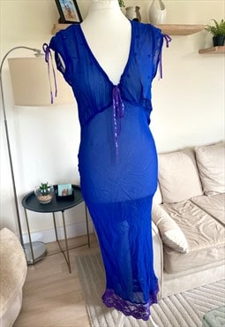 Y2K Sheer Blue Long Dress