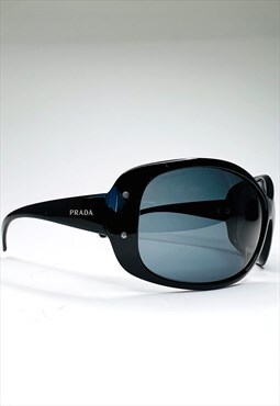 Prada Sunglasses Oversized Round Shield Black SPR04F Vintage