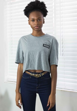 VINTAGE PUMA CROP TOP REWORKED LOGO 90S X 3.9