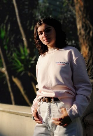 GOOSE STUDIOS PINK ORGANIC COTTON EMBROIDERED SWEATSHIRT