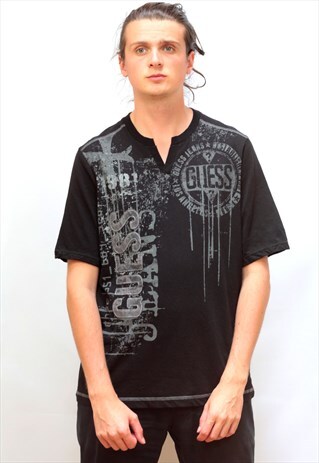 GUESS VINTAGE BLACK GUESS PRINT T-SHIRT