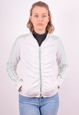 ADIDAS WOMENS VINTAGE TRACKSUIT TOP JACKET SMALL WHITE 90S