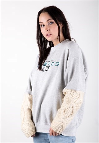 REWORKED VINTAGE ARAN SLEEVE SWEATER