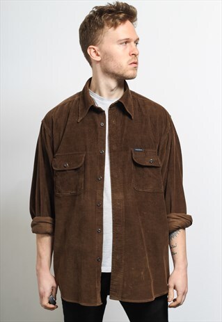 VINTAGE CORDUROY CORD SHIRT BROWN