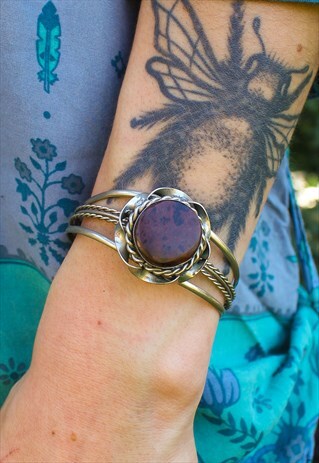 ADJUSTABLE TIGERS EYE GEMSTONE BANGLE