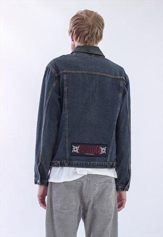 RARE 90S VINTAGE MEN METALLICA PATCH DENIM JACKET