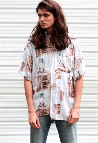 1980'S VINTAGE ABSTRACT PRINT FESTIVAL SHIRT
