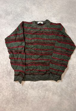 Vintage Abstract Knitted Jumper Patterned Grandad Sweater