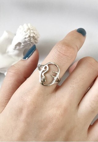HANDMADE STERLING SILVER FACE RING