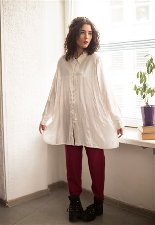 VINTAGE 80'S WHITE BUTTON UP SHIRT