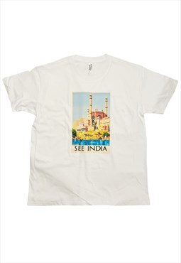 India Travel Poster T-Shirt Vintage Colourful Art Print top