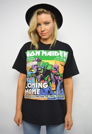 IRON MAIDEN BLACK ROCK T-SHIRT TEE ROCKER BIKER HEAVY METAL