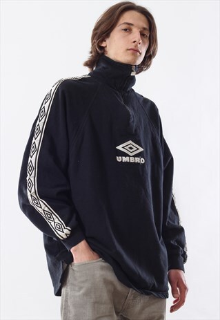 VINTAGE MENS UMBRO TURTLENECK PULLOVER SWEATSHIRT HALF ZIP