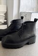 TRIANGLE TOE BOOTS EDGY PLATFORM SHOES CHUNKY SOLE IN BLACK