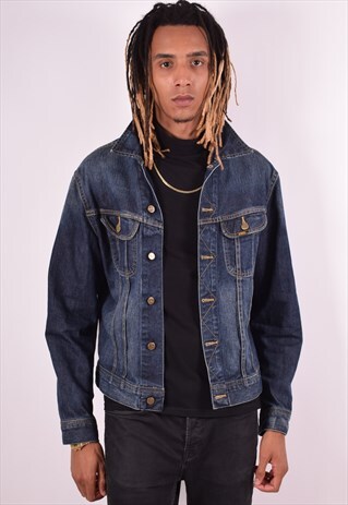 LEE MENS VINTAGE DENIM JACKET LARGE BLUE 90S