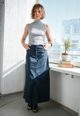 Vintage Y2K Blue A Line Maxi Cotton Skirt